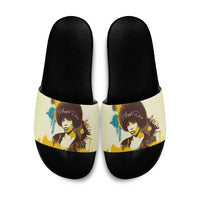 Angela Davis Slide Sandals Bold Pop Art Style Freedom Is a Constant Struggle Quote Civil Rights Activist - Wonder Print Shop