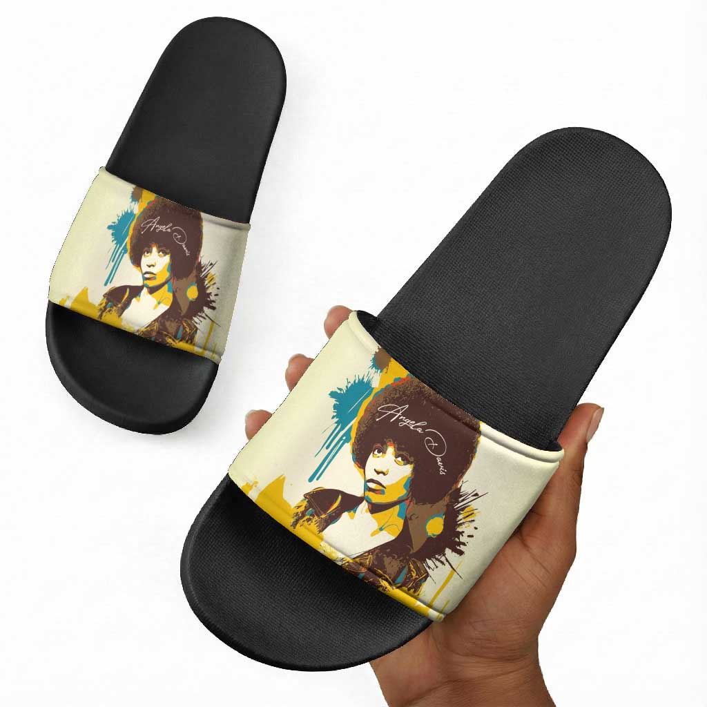 Angela Davis Slide Sandals Bold Pop Art Style Freedom Is a Constant Struggle Quote Civil Rights Activist - Wonder Print Shop