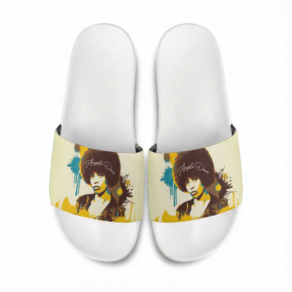 Angela Davis Slide Sandals Bold Pop Art Style Freedom Is a Constant Struggle Quote Civil Rights Activist - Wonder Print Shop