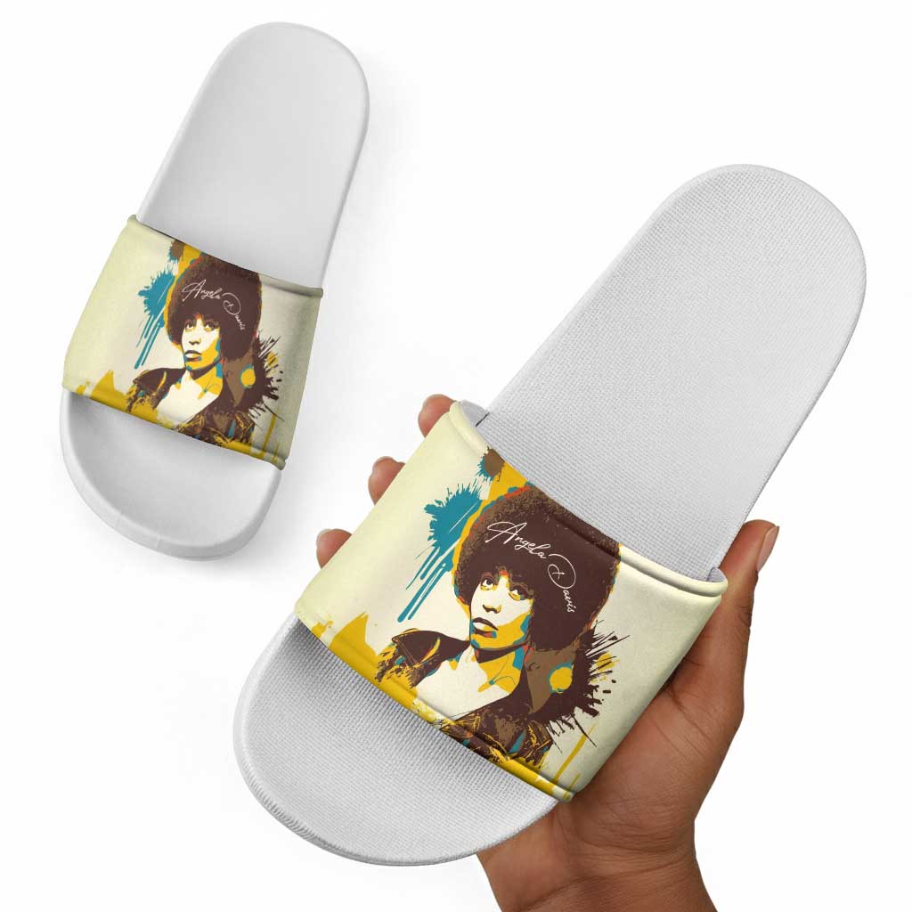 Angela Davis Slide Sandals Bold Pop Art Style Freedom Is a Constant Struggle Quote Civil Rights Activist - Wonder Print Shop