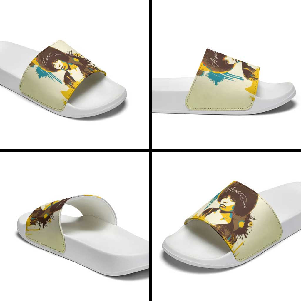 Angela Davis Slide Sandals Bold Pop Art Style Freedom Is a Constant Struggle Quote Civil Rights Activist - Wonder Print Shop