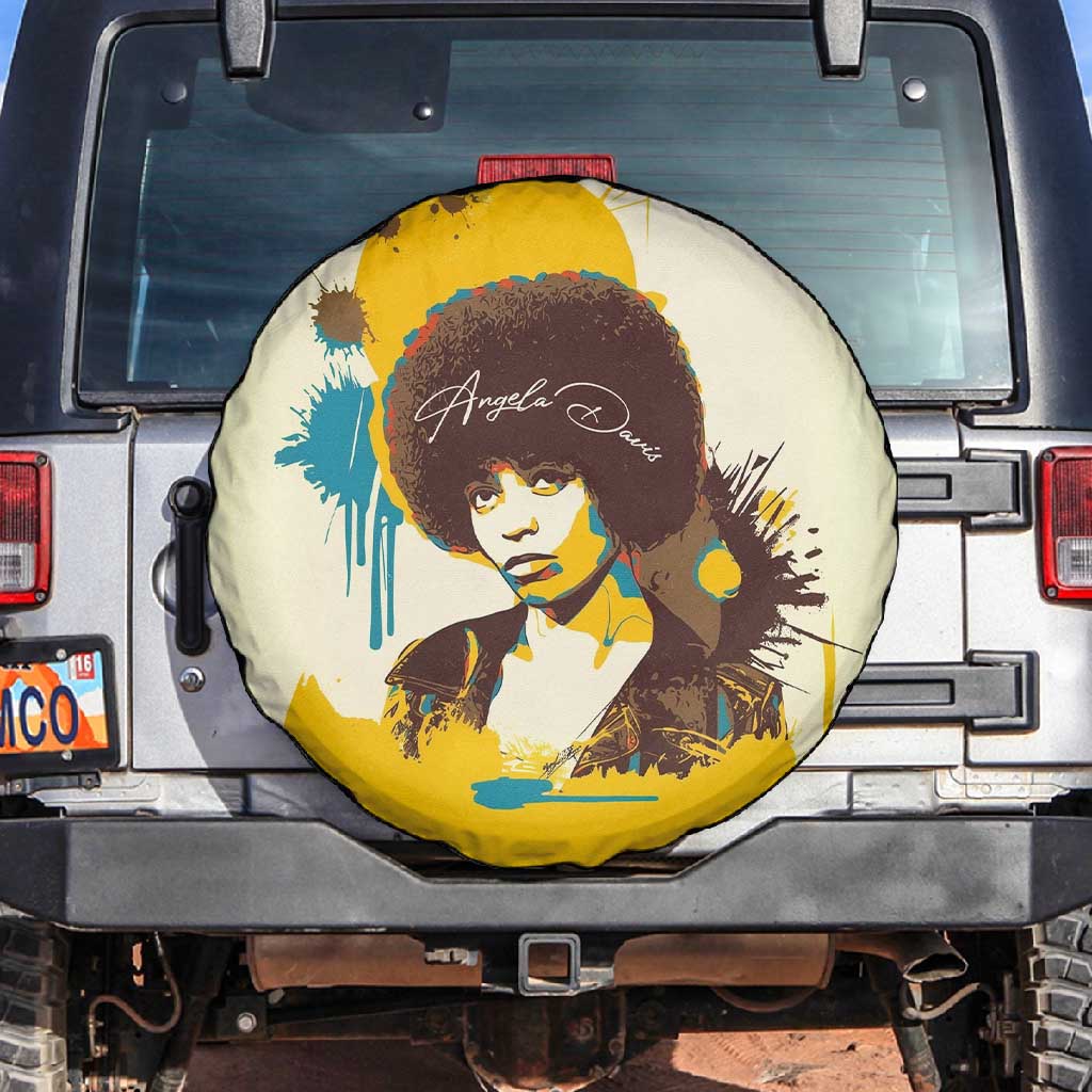 Angela Davis Spare Tire Cover Bold Pop Art Style Freedom Is a Constant Struggle Quote Civil Rights Activist - Wonder Print Shop
