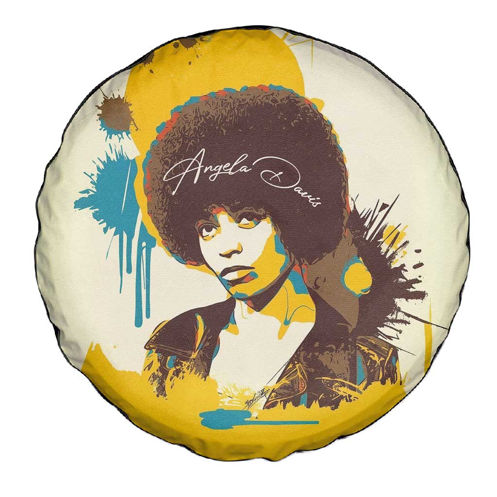 Angela Davis Spare Tire Cover Bold Pop Art Style Freedom Is a Constant Struggle Quote Civil Rights Activist - Wonder Print Shop
