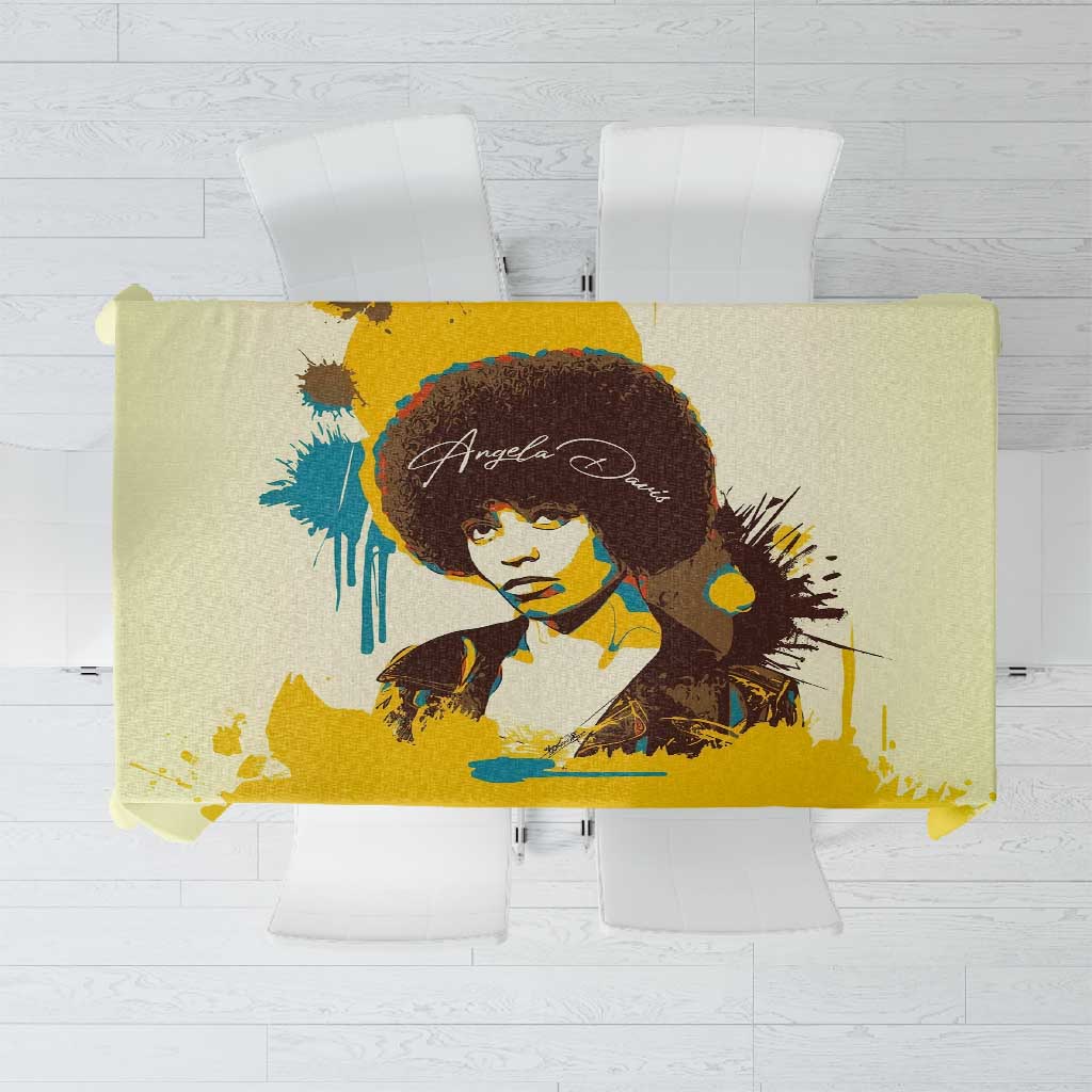 Angela Davis Tablecloth Bold Pop Art Style Freedom Is a Constant Struggle Quote Civil Rights Activist - Wonder Print Shop
