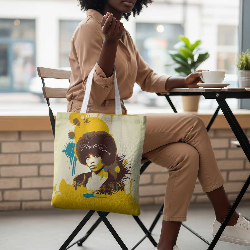 Angela Davis Tote Bag Bold Pop Art Style Freedom Is a Constant Struggle Quote Civil Rights Activist - Wonder Print Shop