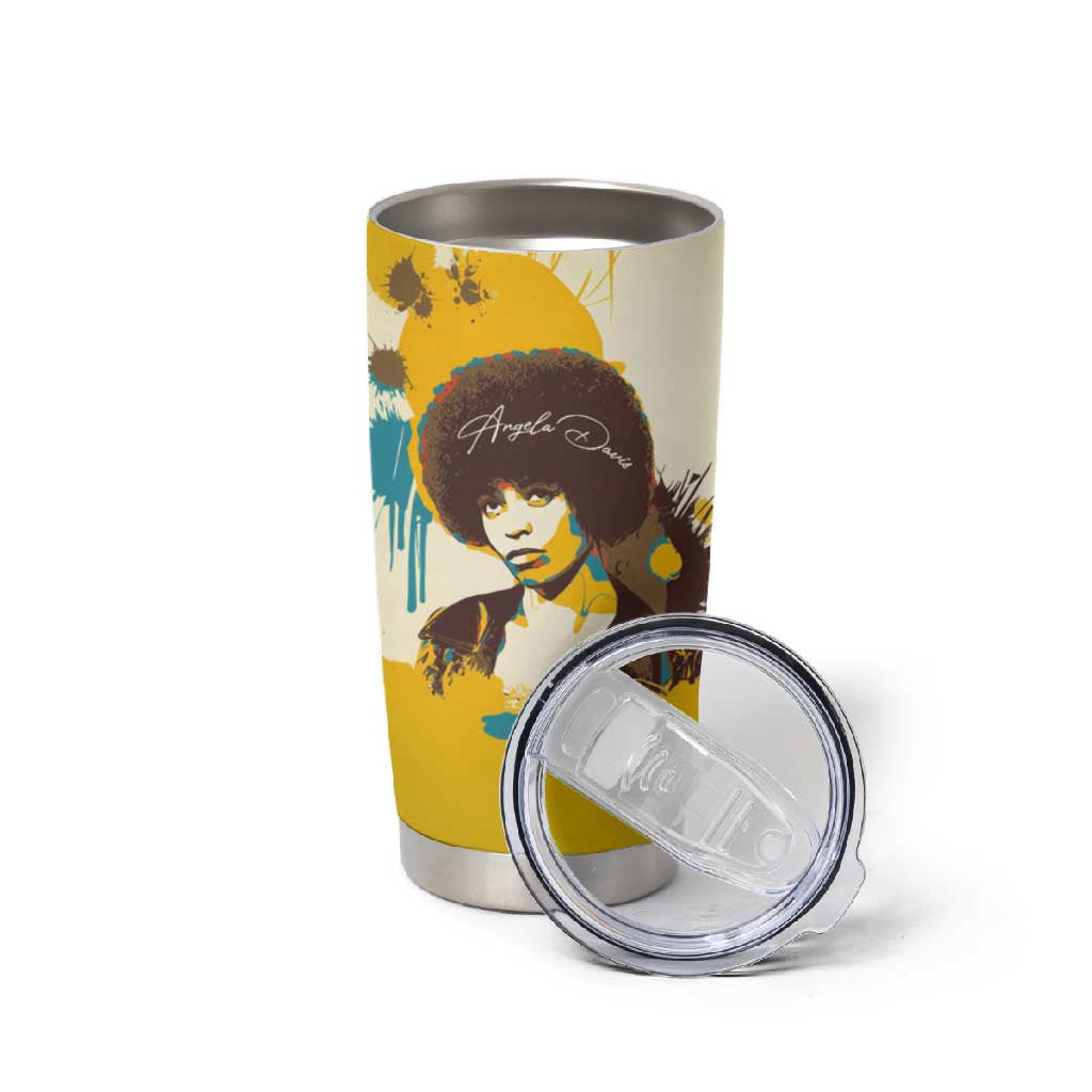 Angela Davis Tumbler Cup Bold Pop Art Style Freedom Is a Constant Struggle Quote Civil Rights Activist - Wonder Print Shop