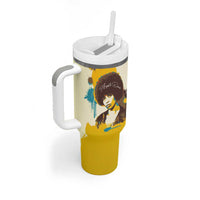 Angela Davis Tumbler With Handle Bold Pop Art Style Freedom Is a Constant Struggle Quote Civil Rights Activist - Wonder Print Shop