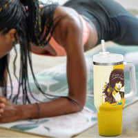 Angela Davis Tumbler With Handle Bold Pop Art Style Freedom Is a Constant Struggle Quote Civil Rights Activist - Wonder Print Shop