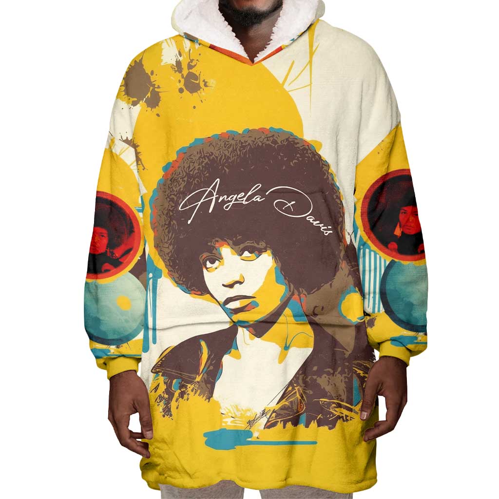 Angela Davis Wearable Blanket Hoodie Bold Pop Art Style Freedom Is a Constant Struggle Quote Civil Rights Activist - Wonder Print Shop
