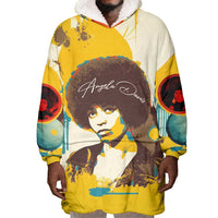 Angela Davis Wearable Blanket Hoodie Bold Pop Art Style Freedom Is a Constant Struggle Quote Civil Rights Activist - Wonder Print Shop