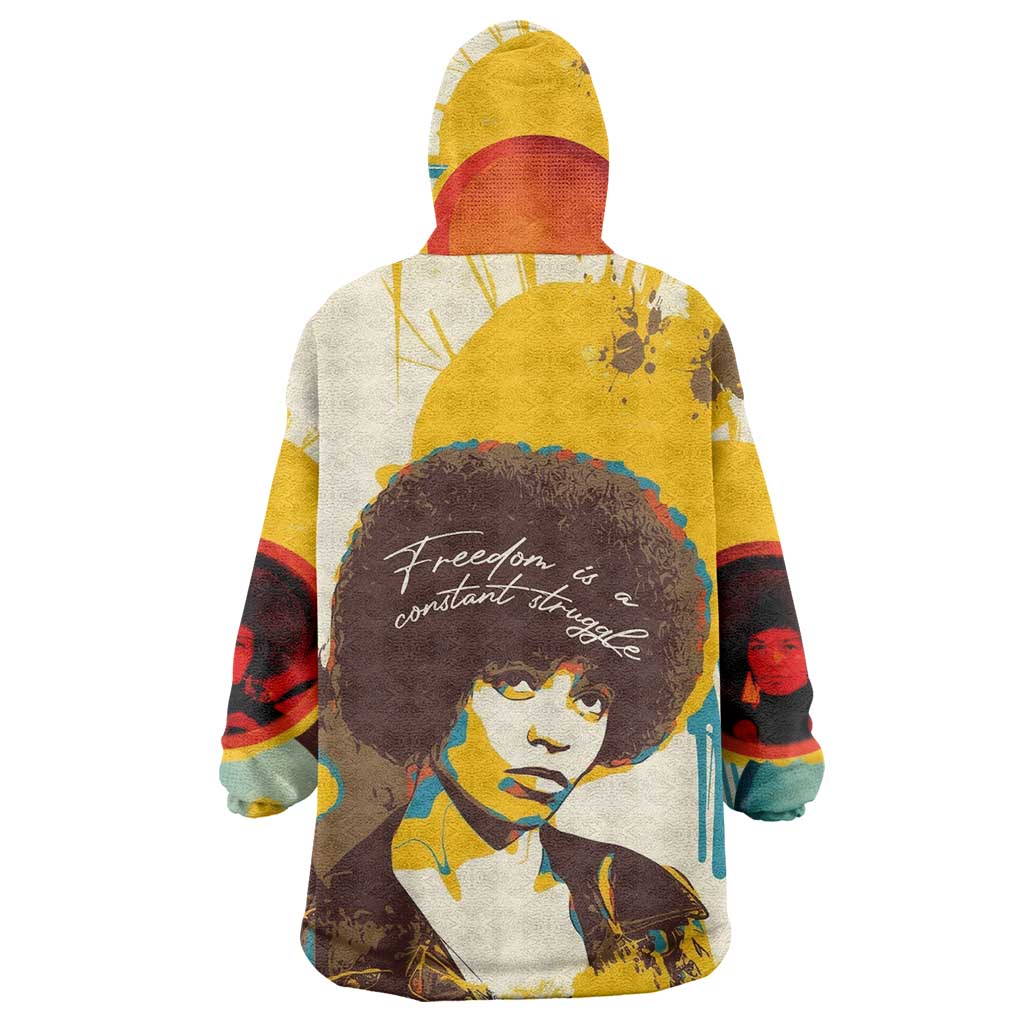 Angela Davis Wearable Blanket Hoodie Bold Pop Art Style Freedom Is a Constant Struggle Quote Civil Rights Activist - Wonder Print Shop