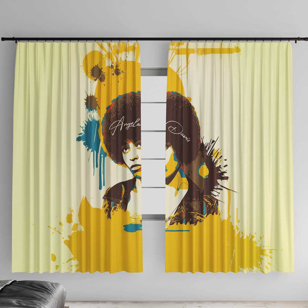 Angela Davis Window Curtain Bold Pop Art Style Freedom Is a Constant Struggle Quote Civil Rights Activist - Wonder Print Shop