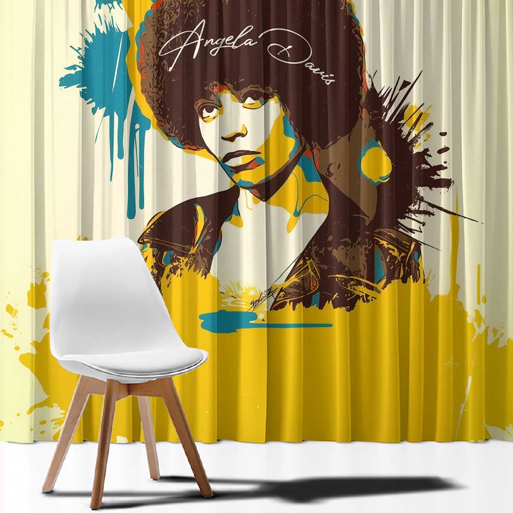 Angela Davis Window Curtain Bold Pop Art Style Freedom Is a Constant Struggle Quote Civil Rights Activist - Wonder Print Shop