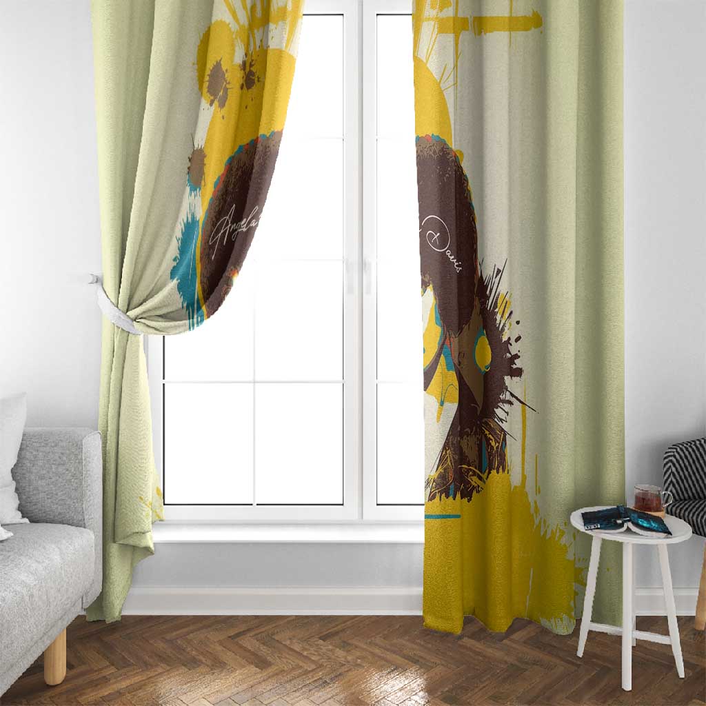 Angela Davis Window Curtain Bold Pop Art Style Freedom Is a Constant Struggle Quote Civil Rights Activist - Wonder Print Shop