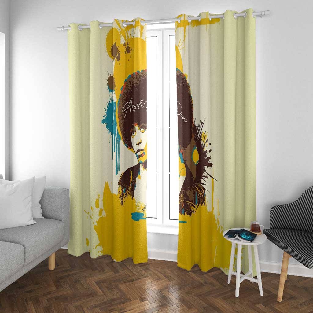 Angela Davis Window Curtain Bold Pop Art Style Freedom Is a Constant Struggle Quote Civil Rights Activist - Wonder Print Shop