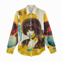 Angela Davis Women Casual Shirt Bold Pop Art Style Freedom Is a Constant Struggle Quote Civil Rights Activist - Wonder Print Shop