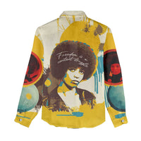 Angela Davis Women Casual Shirt Bold Pop Art Style Freedom Is a Constant Struggle Quote Civil Rights Activist - Wonder Print Shop