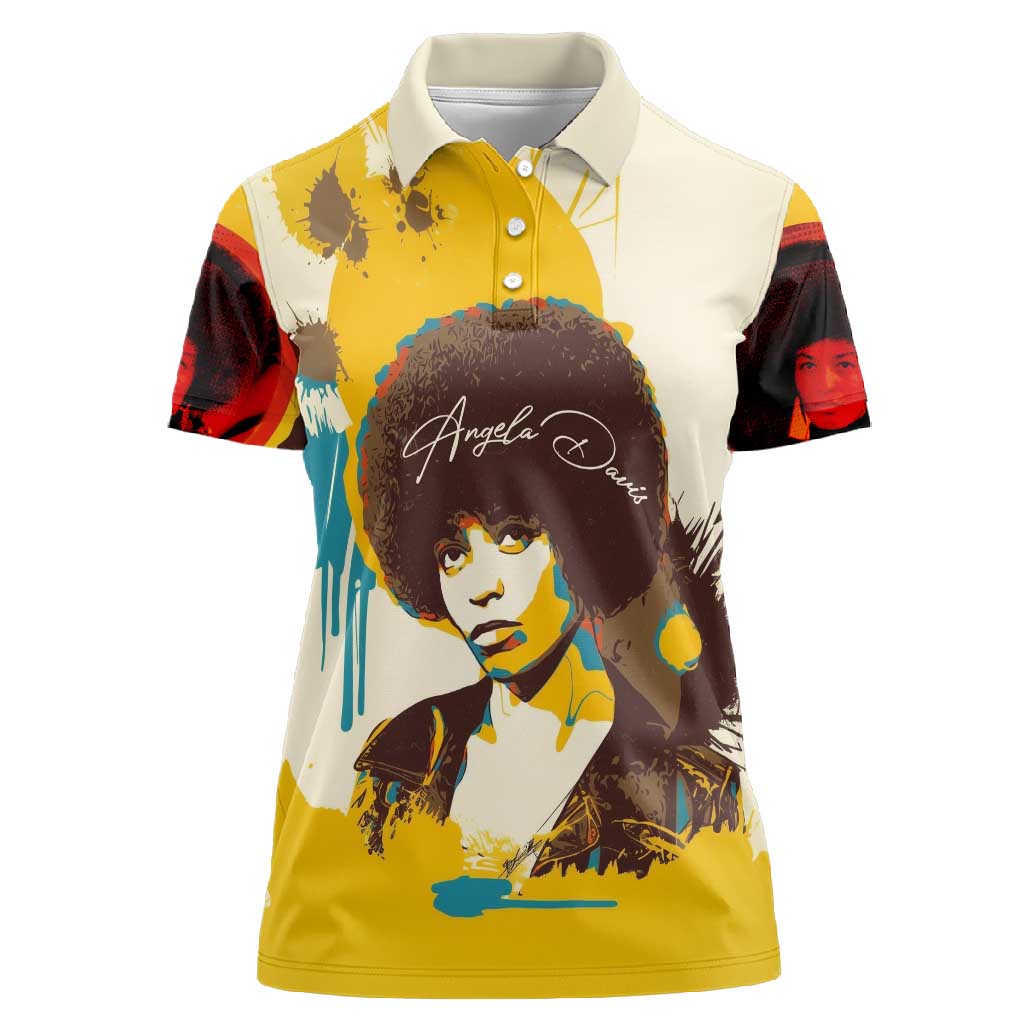 Angela Davis Women Polo Shirt Bold Pop Art Style Freedom Is a Constant Struggle Quote Civil Rights Activist TS04