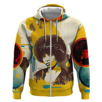 Angela Davis Zip Hoodie Bold Pop Art Style Freedom Is a Constant Struggle Quote Civil Rights Activist - Wonder Print Shop