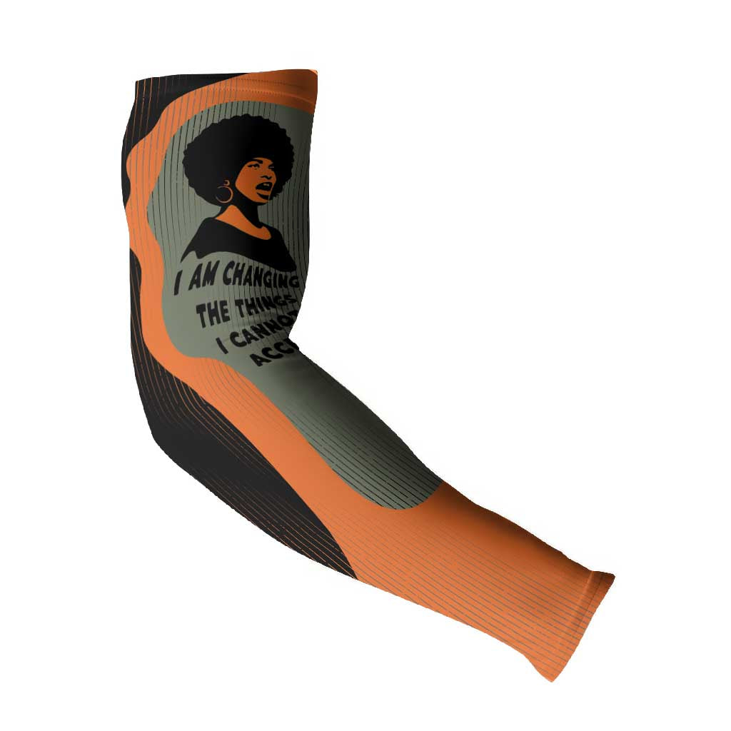 Angela Davis Arm Sleeves Retro Graphic Design I Am Changing the Things I Cannot Accept Quote Civil Rights Empowerment Tribute - Wonder Print Shop