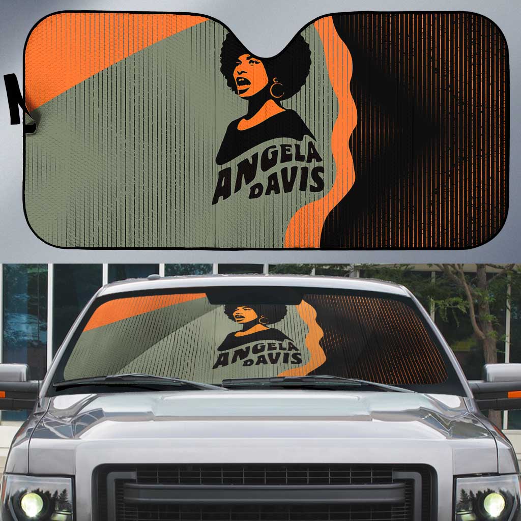 Angela Davis Auto Sun Shade Retro Graphic Design I Am Changing the Things I Cannot Accept Quote Civil Rights Empowerment Tribute - Wonder Print Shop