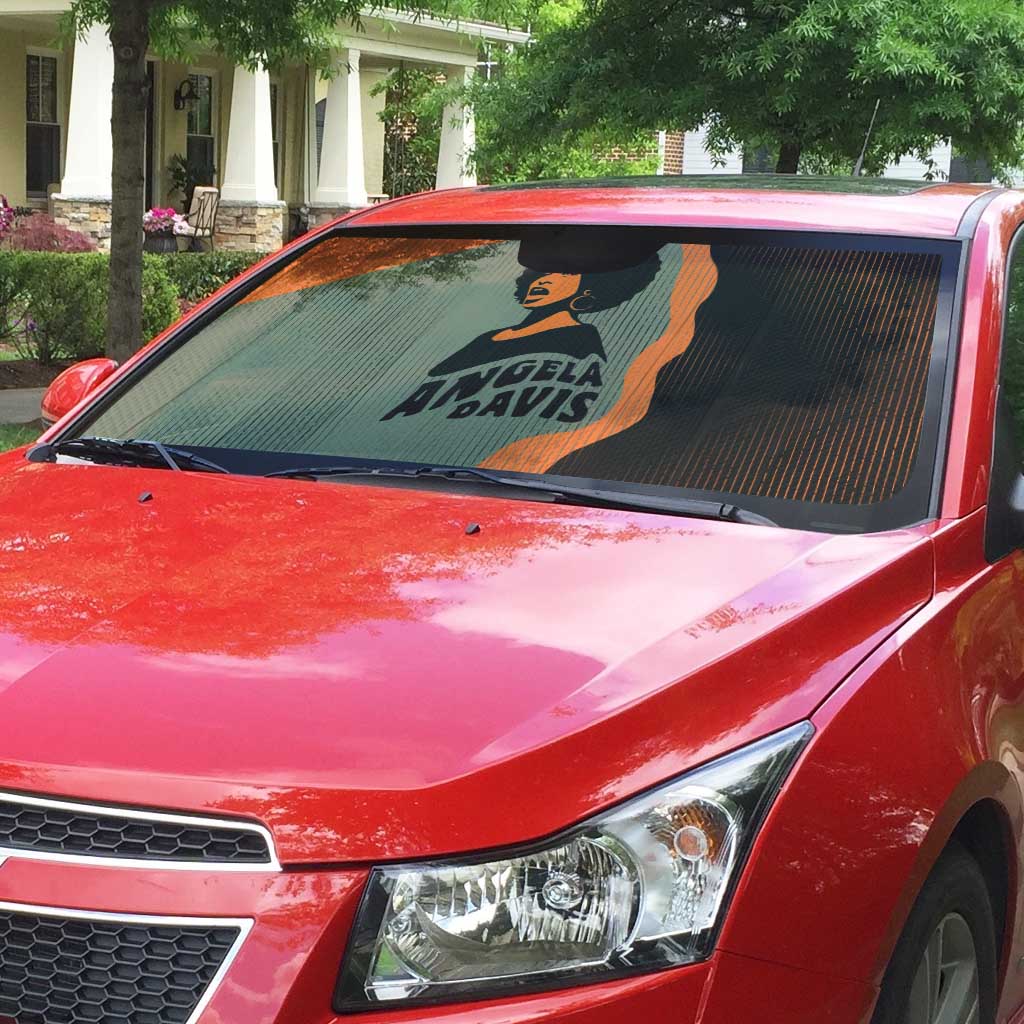 Angela Davis Auto Sun Shade Retro Graphic Design I Am Changing the Things I Cannot Accept Quote Civil Rights Empowerment Tribute - Wonder Print Shop