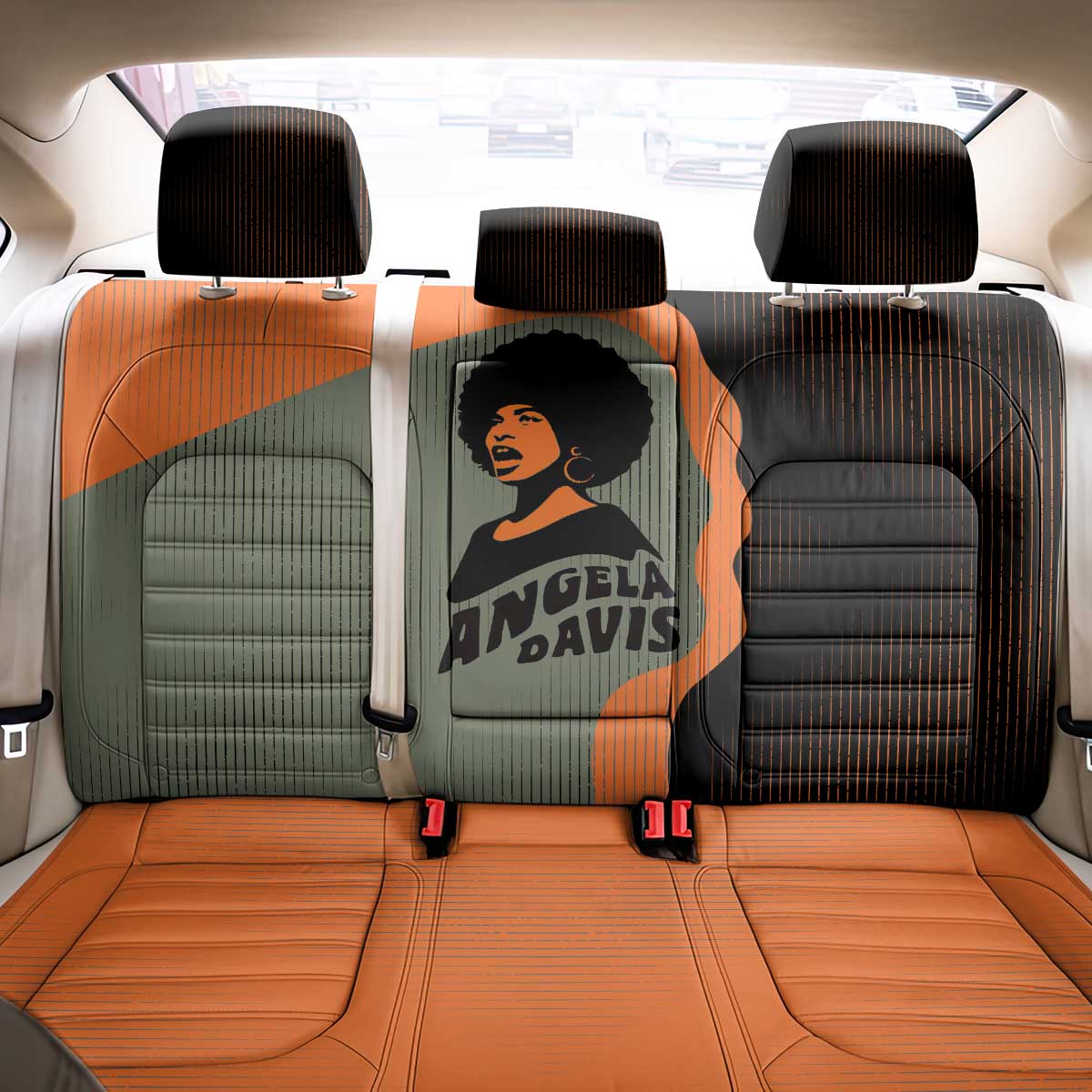 Angela Davis Back Car Seat Cover Retro Graphic Design I Am Changing the Things I Cannot Accept Quote Civil Rights Empowerment Tribute - Wonder Print Shop