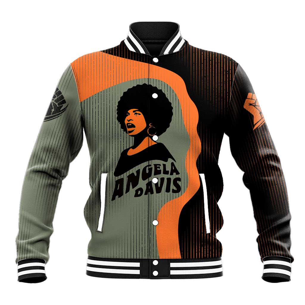 Angela Davis Baseball Jacket Retro Graphic Design I Am Changing the Things I Cannot Accept Quote Civil Rights Empowerment Tribute - Wonder Print Shop