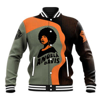 Angela Davis Baseball Jacket Retro Graphic Design I Am Changing the Things I Cannot Accept Quote Civil Rights Empowerment Tribute - Wonder Print Shop
