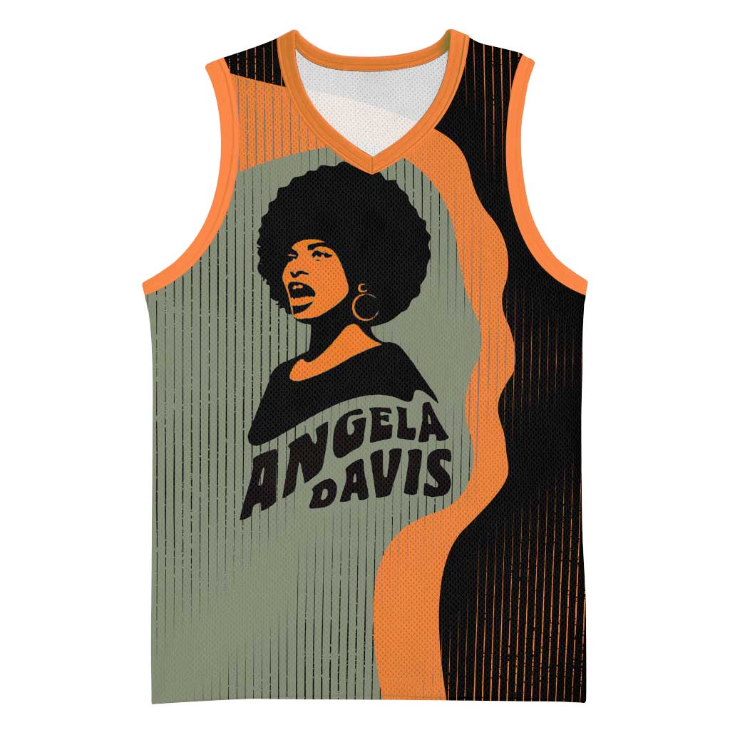 Angela Davis Basketball Jersey Retro Graphic Design I Am Changing the Things I Cannot Accept Quote Civil Rights Empowerment Tribute - Wonder Print Shop