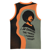 Angela Davis Basketball Jersey Retro Graphic Design I Am Changing the Things I Cannot Accept Quote Civil Rights Empowerment Tribute - Wonder Print Shop