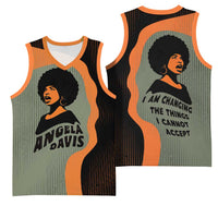 Angela Davis Basketball Jersey Retro Graphic Design I Am Changing the Things I Cannot Accept Quote Civil Rights Empowerment Tribute - Wonder Print Shop