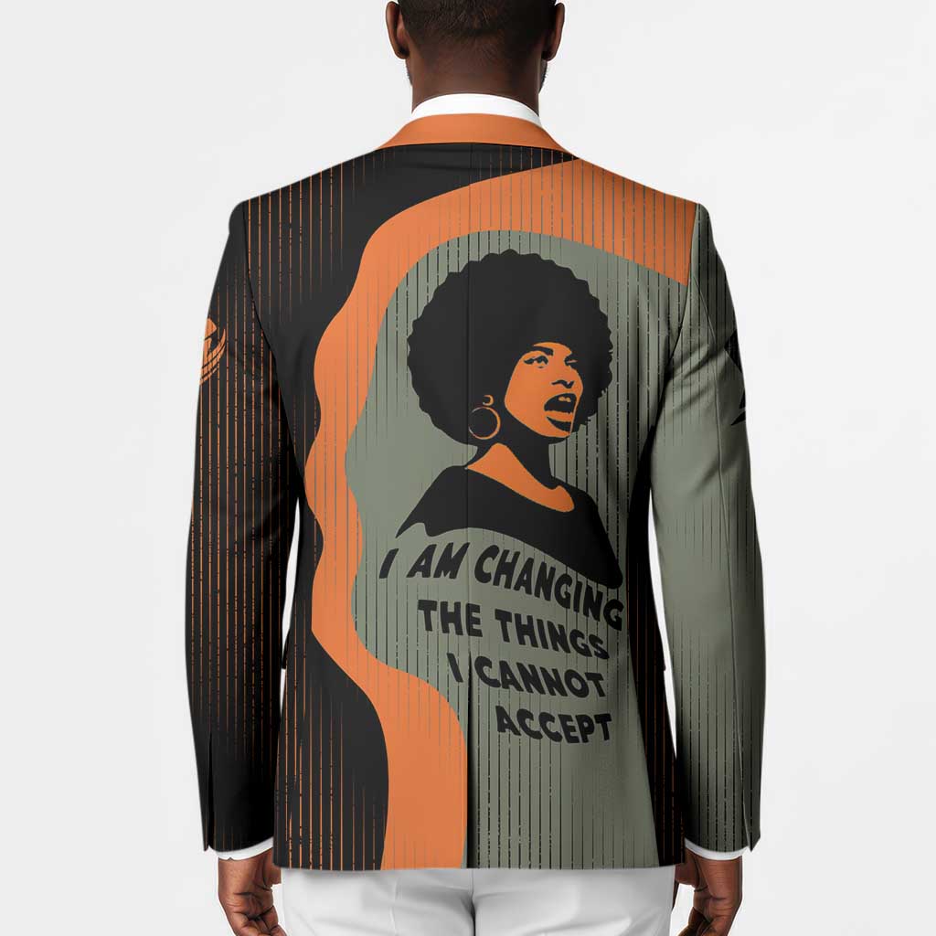 Angela Davis Blazer Retro Graphic Design I Am Changing the Things I Cannot Accept Quote Civil Rights Empowerment Tribute - Wonder Print Shop