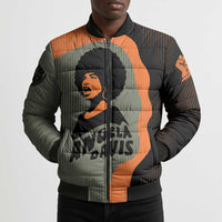 Angela Davis Bomber Puffer Jacket Retro Graphic Design I Am Changing the Things I Cannot Accept Quote Civil Rights Empowerment Tribute - Wonder Print Shop