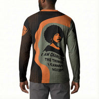 Angela Davis Button Sweatshirt Retro Graphic Design I Am Changing the Things I Cannot Accept Quote Civil Rights Empowerment Tribute