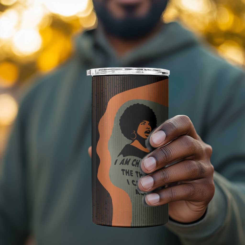 Angela Davis 4 in 1 Can Cooler Tumbler Retro Graphic Design I Am Changing the Things I Cannot Accept Quote Civil Rights Empowerment Tribute - Wonder Print Shop