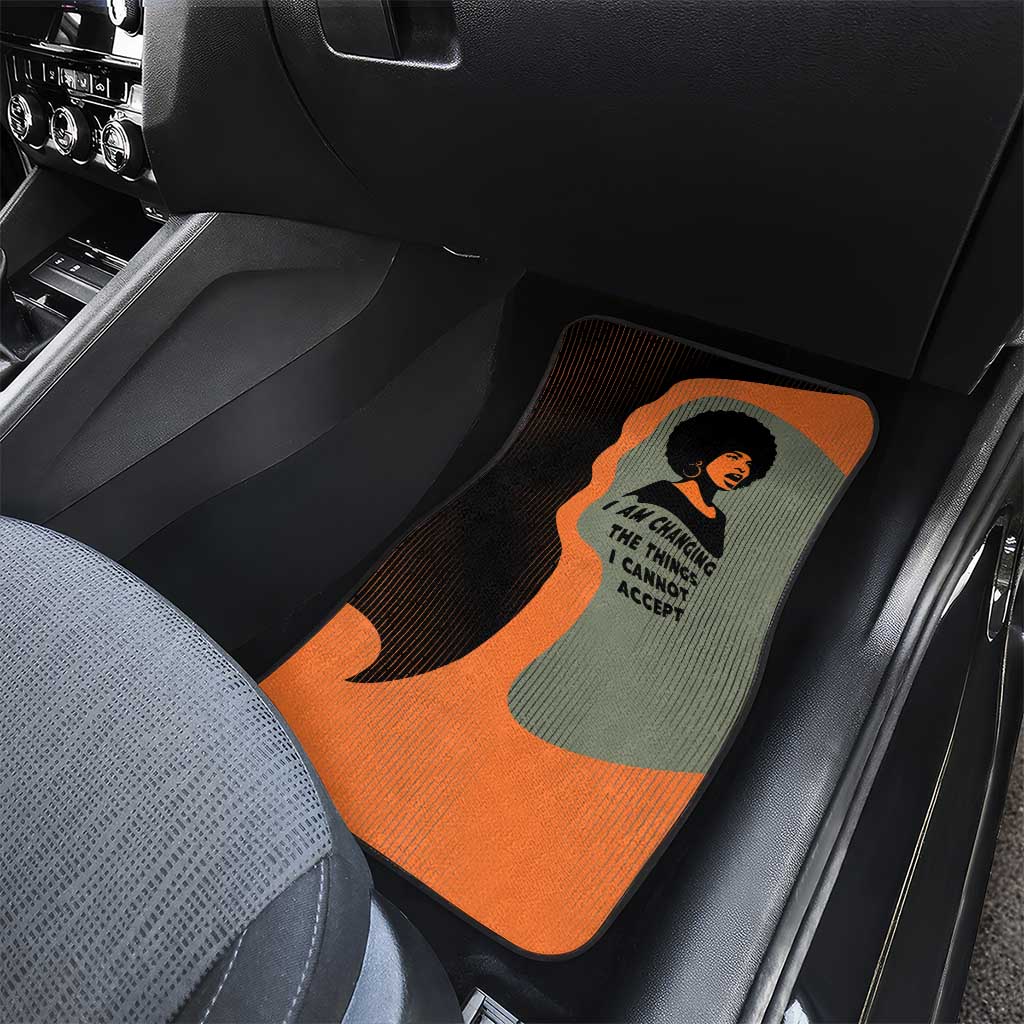 Angela Davis Car Mats Retro Graphic Design I Am Changing the Things I Cannot Accept Quote Civil Rights Empowerment Tribute - Wonder Print Shop