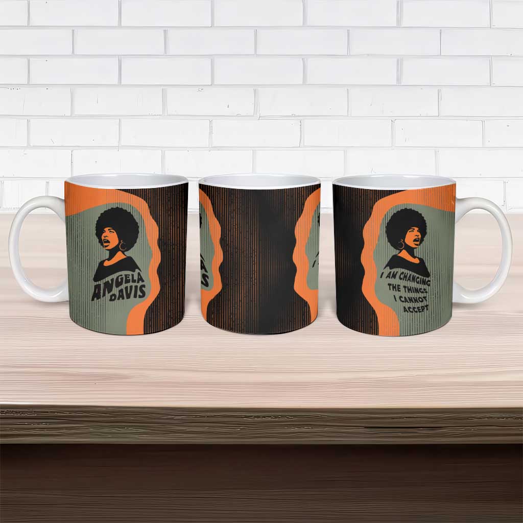 Angela Davis Ceramic Mug Retro Graphic Design I Am Changing the Things I Cannot Accept Quote Civil Rights Empowerment Tribute - Wonder Print Shop