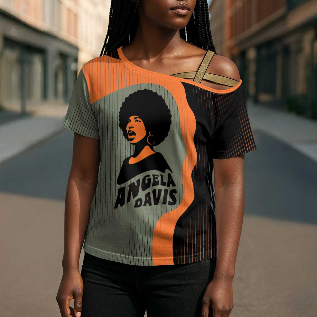 Angela Davis Cross Shoulder Shirt Retro Graphic Design I Am Changing the Things I Cannot Accept Quote Civil Rights Empowerment Tribute - Wonder Print Shop