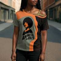 Angela Davis Cross Shoulder Shirt Retro Graphic Design I Am Changing the Things I Cannot Accept Quote Civil Rights Empowerment Tribute - Wonder Print Shop