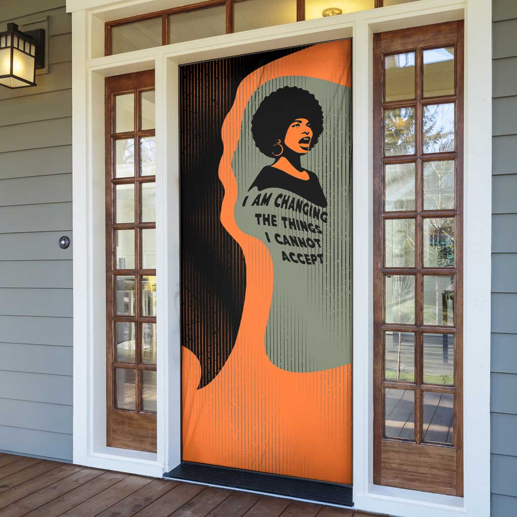 Angela Davis Door Cover Retro Graphic Design I Am Changing the Things I Cannot Accept Quote Civil Rights Empowerment Tribute - Wonder Print Shop