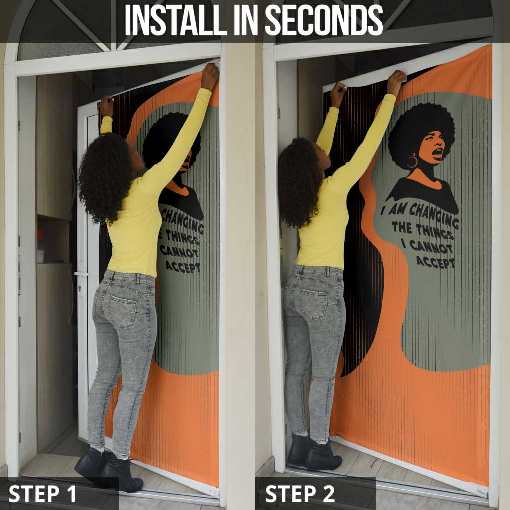 Angela Davis Door Cover Retro Graphic Design I Am Changing the Things I Cannot Accept Quote Civil Rights Empowerment Tribute - Wonder Print Shop