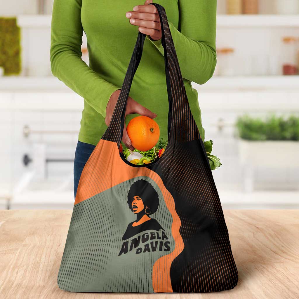 Angela Davis Grocery Bag Retro Graphic Design I Am Changing the Things I Cannot Accept Quote Civil Rights Empowerment Tribute - Wonder Print Shop