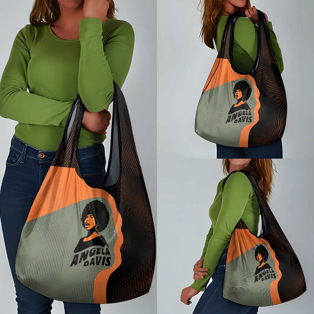 Angela Davis Grocery Bag Retro Graphic Design I Am Changing the Things I Cannot Accept Quote Civil Rights Empowerment Tribute - Wonder Print Shop