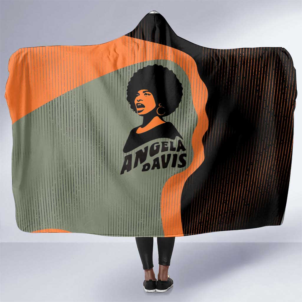 Angela Davis Hooded Blanket Retro Graphic Design I Am Changing the Things I Cannot Accept Quote Civil Rights Empowerment Tribute - Wonder Print Shop