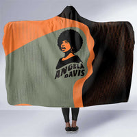 Angela Davis Hooded Blanket Retro Graphic Design I Am Changing the Things I Cannot Accept Quote Civil Rights Empowerment Tribute - Wonder Print Shop