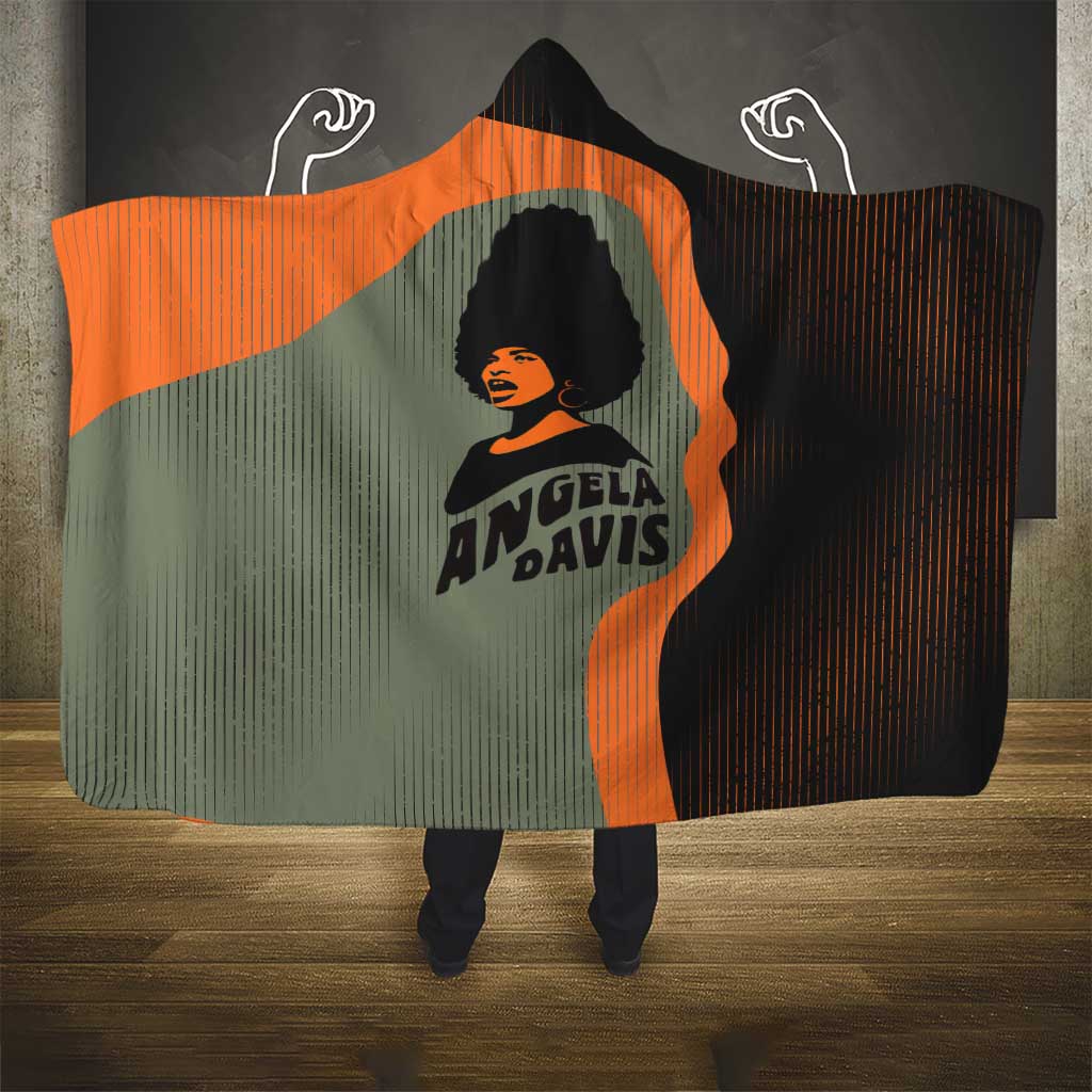 Angela Davis Hooded Blanket Retro Graphic Design I Am Changing the Things I Cannot Accept Quote Civil Rights Empowerment Tribute - Wonder Print Shop