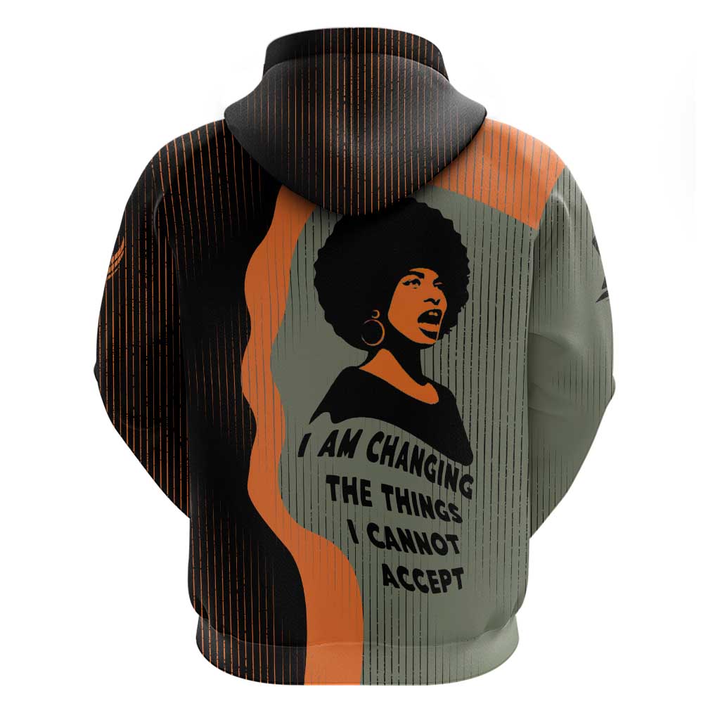 Angela Davis Hoodie Retro Graphic Design I Am Changing the Things I Cannot Accept Quote Civil Rights Empowerment Tribute - Wonder Print Shop