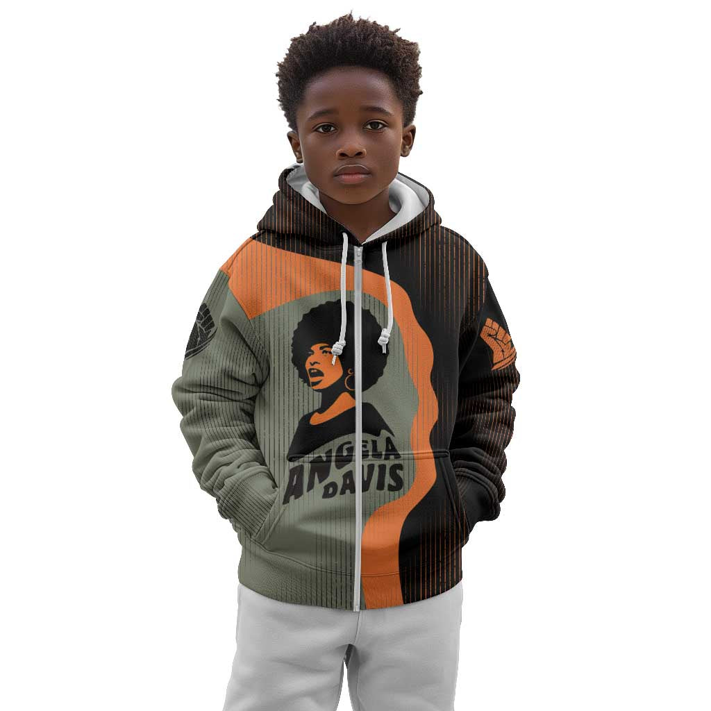 Angela Davis Kid Hoodie Retro Graphic Design I Am Changing the Things I Cannot Accept Quote Civil Rights Empowerment Tribute - Wonder Print Shop