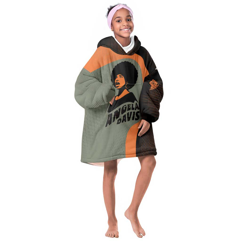 Angela Davis Kid Wearable Blanket Hoodie Retro Graphic Design I Am Changing the Things I Cannot Accept Quote Civil Rights Empowerment Tribute - Wonder Print Shop
